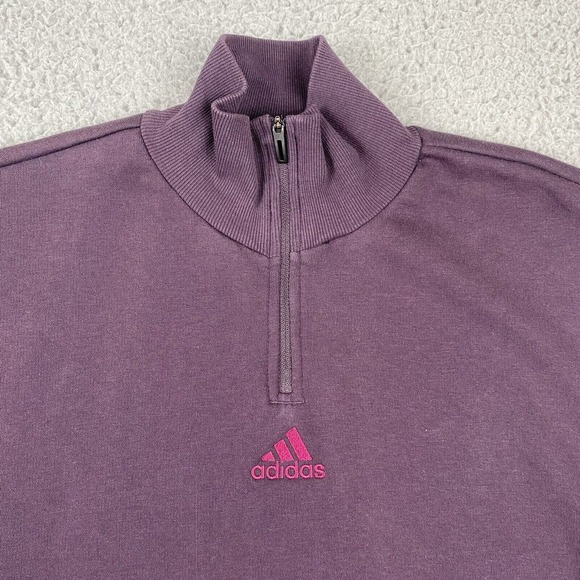 Adidas Women Purple Essentials Comfort Elongated 1/4 Zip Sweatshirt GD2592 Sz S - Picture 3 of 9